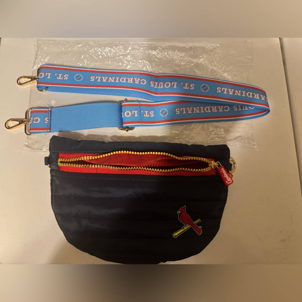 St. Louis Cardinals Black Fanny Pack with Blue Strap